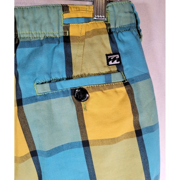 Billabong Shorts Men's 30 Yellow Green Blue Plaid Swim‎ Board Surf Trunks - Picture 9 of 10